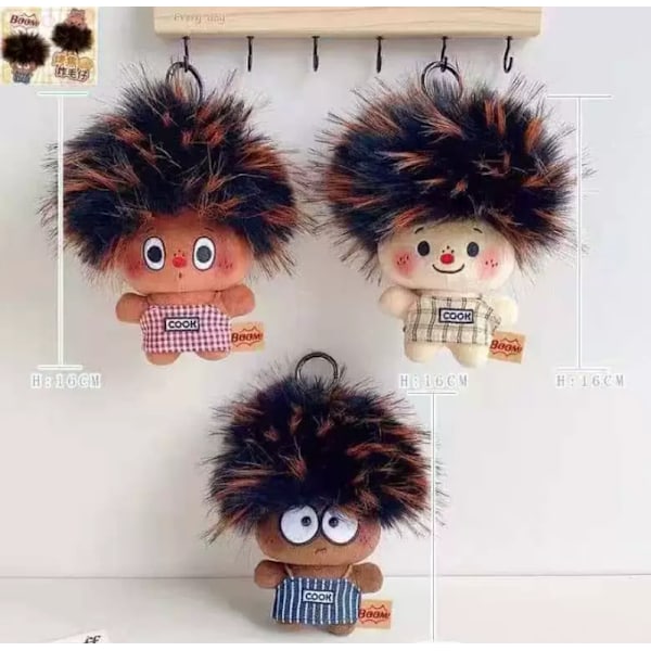 Fuzzy Hårmonster Plysch Nyckelring, Söt Exploderande Hår Väskberlock