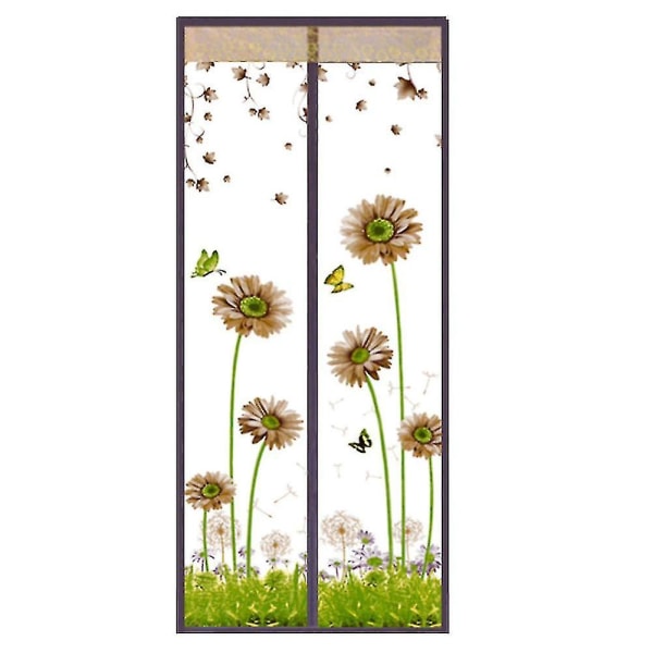 Flower Butterfly Summer Magnetic Window Door Anti Mosquito Bug Mesh Net Curtain_a_ene Coffee