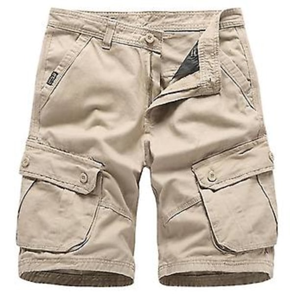 Mænds Cargo Shorts Sommer Udendørs Vandreture Multi-lomme Arbejde Utility Bukser-r (32 Khaki)