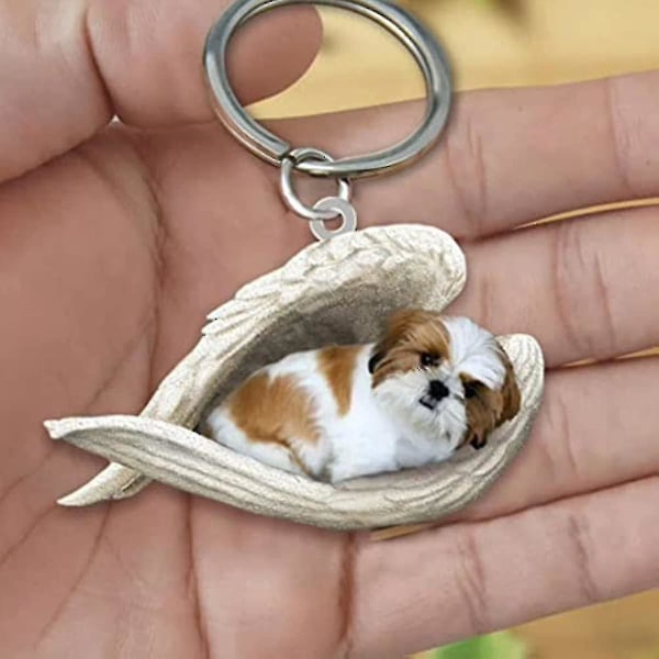 2pcs Angel Sleeping Dog Acrylic Keychains Pendants Home Decoration Ornaments Stationery Gifts Jack Russell Terrier
