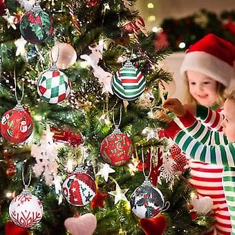 12 stykker julekulepynt Juletre stoffkulepynt
