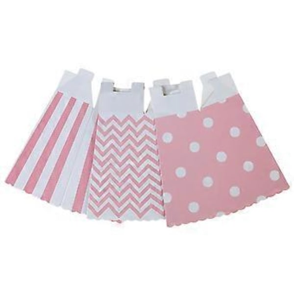 48 st Popcornkartong Rugbyrandig Vågprickig Dekorativt Porslin för Födelsedagsfester / Baby Shower / Examensfester (Ljusrosa)