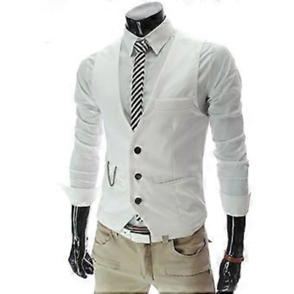 Miesten Peaky Blinders Liivit Ohut Istuvuus Puku Liivi Takki Takki (XL Valkoinen)