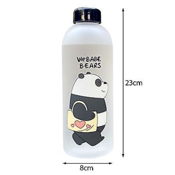 1000ml Söpö Panda-Karhu Muovikuppi Läpinäkyvä Pakkasenpehmeä Piirretty Vesipullo (A6(1000ml))