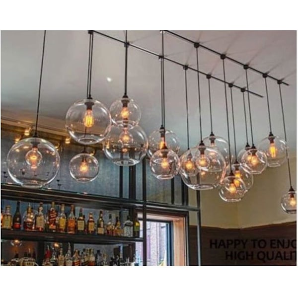 E-glas Chandelier Metallfinish Industriell Retro Klar Glaskula