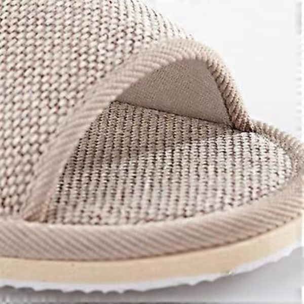 2 Par 29cm Tofflor Sommar Anti EVA Botten Bomullslinne Tofflor för Hotell Hem (Beige)