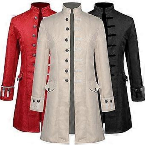 Miesten Takit Keskiaikainen Steampunk Vintage Takki Gootti Victorian Takki Karnevaali Cosplay Puku _a(S Musta)