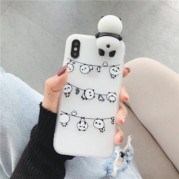 3D-piirretty Panda-puhelimen kuori iPhone 11pro max:lle Pehmeä takakuori C