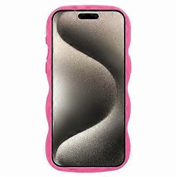 WANLONFENG XL-serien for iPhone 15 Pro Max Deksel Bølgekant TPU-deksel med Herdet Glassfilm (Stil D)