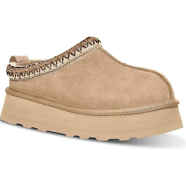 Damtofflor Plattform Mini Boots Kort Ankel Boot Päls Fleece Fodrade Sneakers Hushållstofflor Anti-halk Stövlar För Utomhus 41 Svart