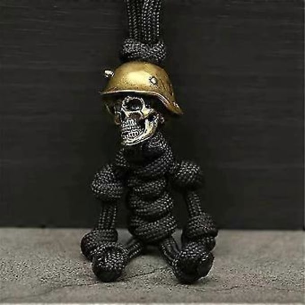 Kranie Nøglering Skelet Soldat Paracord Nøglering Kreativ Skelet Soldat Nøglering Bagagemærke (1 stk. Sort)