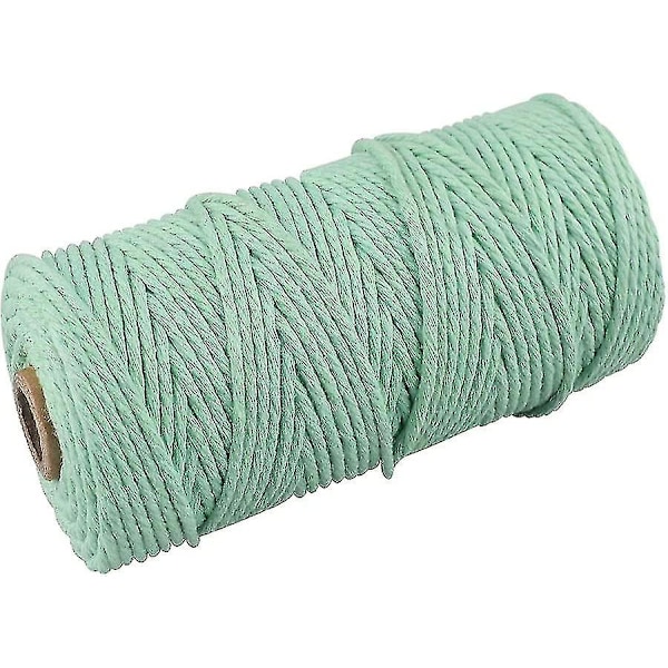 3 mm Makramé-snöre Kompatibla Hantverk 100 m Beige Bomull Makramé Hantverkssnöre Rep Kompatibel Vägg Hängande Växt Hängare Stickning.4MMx100M.Ljusgrön
