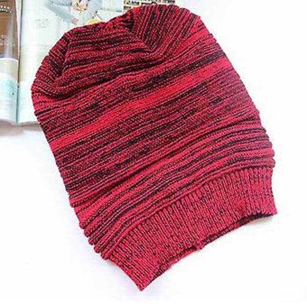 Unisex Huer i Strik til Kvinder og Mænd - Vinter, Løse, Slouchy Beanie Huer, Oversize (Rød)