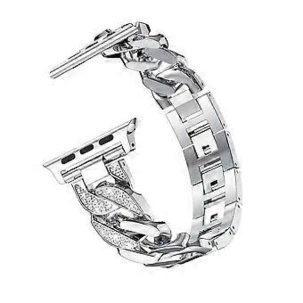 Bling Armband Kompatibel för Apple Watch Armband 38mm 40mm 41mm Män Kvinnor Rhinestone Legering Länk Armband Iwatch Serie 7/6/5/4/3/2/1/SE Metallarmband (S