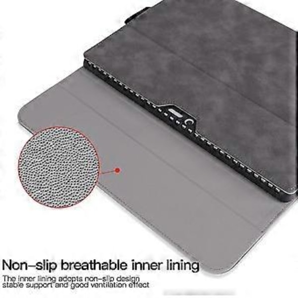 Til Microsoft Surface Pro 10/9 Etui Stativ Læder Beskyttelsesærme med Pen Holder - Sort (Sort)