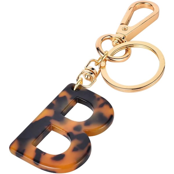 Bogstav nøgleringe tilbehør til kvinder og piger, guld initial nøglering acetat leopard print vedhæng til bilnøgler