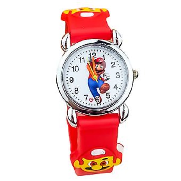 Super Mario Rannekello Analogi Quartz Kellot Pojat Tytöt Unisex Lapset Uusivuosilahja Sukka (Punainen)