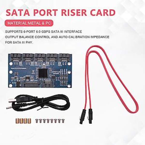 Kontrollkort Moderkort Sata Expansionskort 1 Till 5 Portar Sata3.0 6Gbps Multiplicering Sata Port Rise