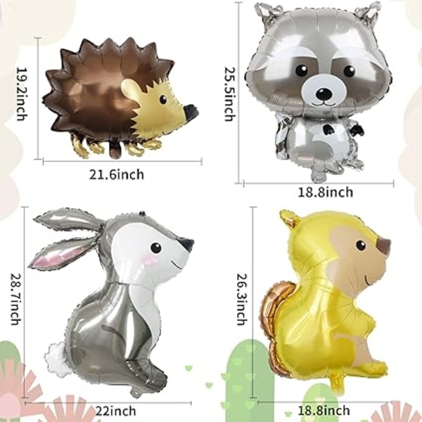 Jungle Dyre Balloner, Aluminiumsfolie Ballon, 7 Stykker Folie Ballon Anima