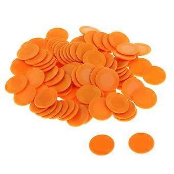 100 stk. 2,3 cm Bingo Spillechips Casino Brætspil Brikker Tælle Legetøj (Orange)