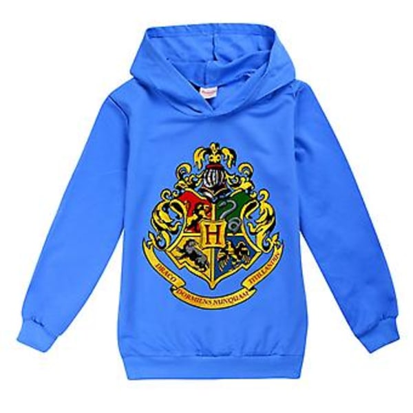 Harry Potter Hoodie för barn 7-14 år, Hogwarts School Tryckt Huvtröja, Jumper Toppar (11-12 år Mörkblå)