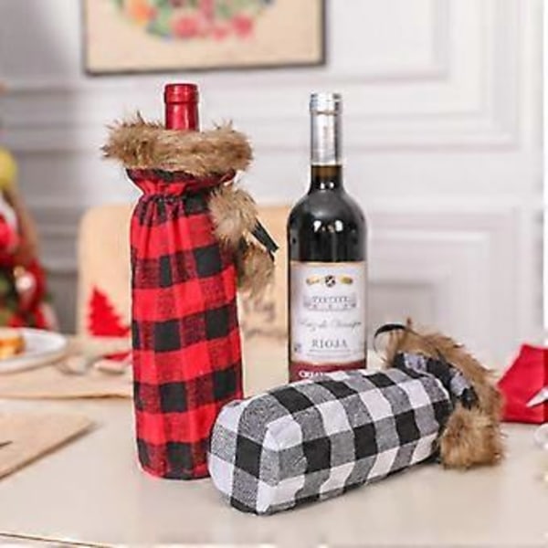 Plysch Dryckesflaskskydd, Jultomte Flaskpåsar, Julförvaring För Flaskor Med Dragsko Presentinslagning, Lämplig För Standard 500ml Vinflaska