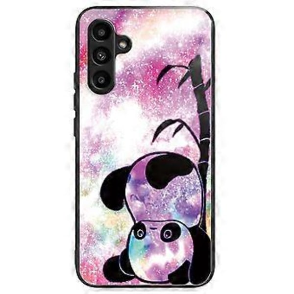 For Samsung Galaxy A15 4G/5G Deksel Herdet Glass Telefondeksel med Mønsterdesign (Søt Panda)