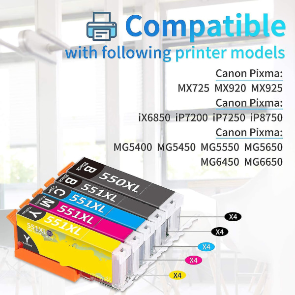 550xl 551xl Replacement For Canon Pgi-550 Cli-551 Ink Cartridges Compatible For Pixma Ip7250 Ip8750 Mx925 Mg5650 Ix6850 2SET