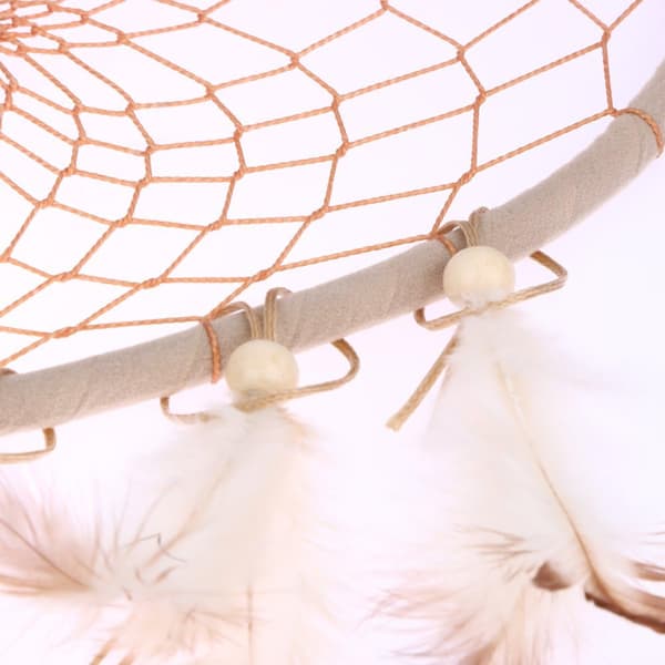 Net Dreamcatcher, Rattan, Hvit, Diameter: 13cm/5.12\", Størrelse: Lang