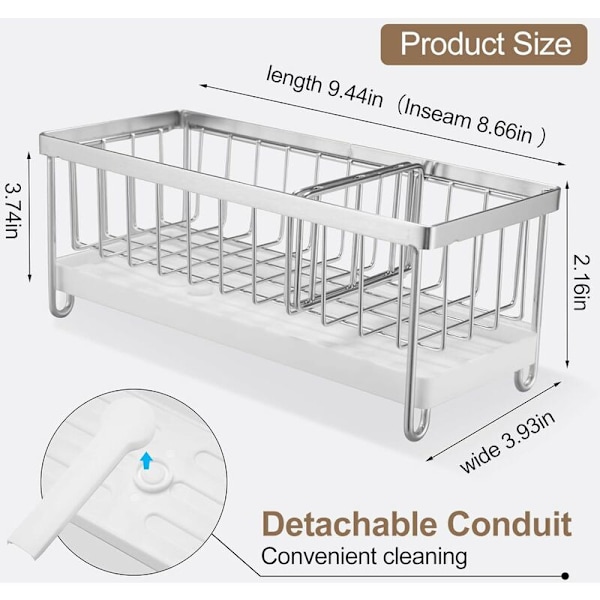 304 Rustfrit Stål Køkkenvask Organizer Rack Svamp Holder Sil