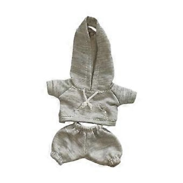 Dockkläder för 17 cm Plyschdocka Dockkläder Hoodie Sweatshirt och Byxor Mjuka Stilfulla Kläder för Gosedjur Söta (ljusgrå)