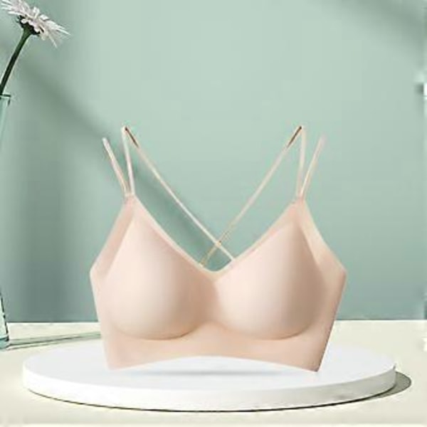 Naisten rintaliivit Jelly Strip -tukiliivit T-paita Rintaliivit Alusvaatteet Push up -rintaliivit Pehmustetut Braletit (XL Beige)