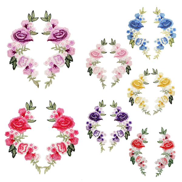 14 stykker blomsterbroderede patches sy på patches rose patch til Jea