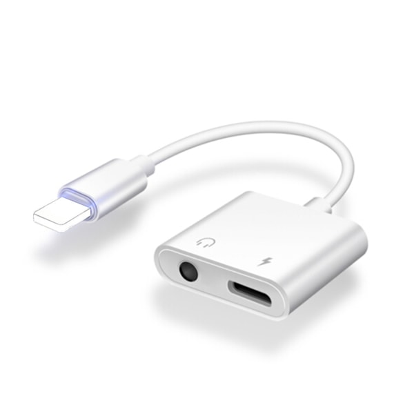 1PC Hörlursadapter för iPhone 2 i 1 Lightning till 3,5 mm Jack H