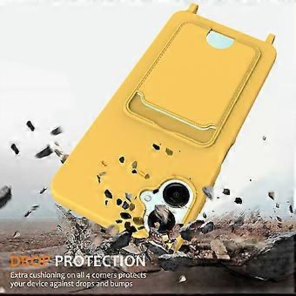 For Samsung Galaxy A06 Deksel Flytende Silikon Kortholder Telefon Bakdeksel med Lanyard (Stil D)