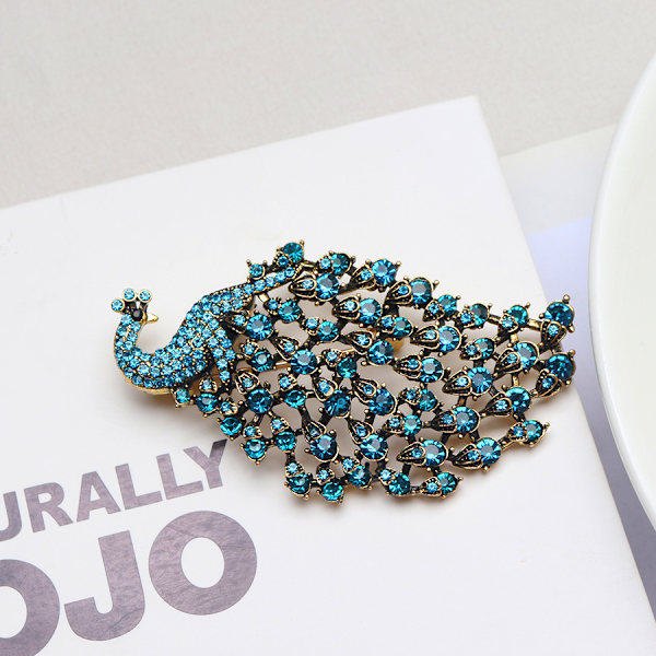 RØD Rhinestone Påfugl Brosche Pin til Kvinder Piger Mode Utsøgt Overdrevet Store Krystal Fugl Dyr Broscher Revers P