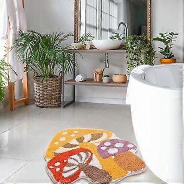 Badrumsmattor Söta Halksäkra Barnbadmatta Boho Stark Absorberande Mjuk Tvättad Badmatta Gul Svamp Badmatta för Badkar, Duschutrymme och Badrum