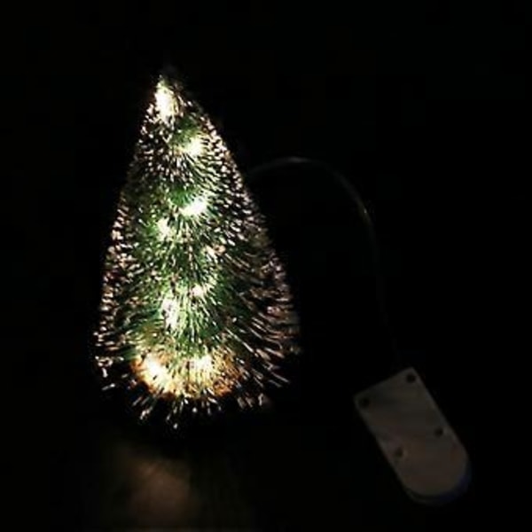Mini Juletrær med LED-lys Liten Furu Tre Hjem Jul Fest Dekor Gaver (Varmt Lys)