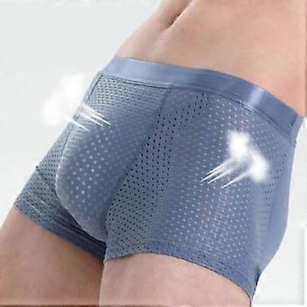 Nylon Isilks Underkläder för Män Andningsbara Sömlösa Isilks Underkläder Låg Midja (XXL Mörkblå)