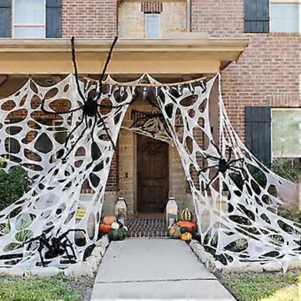 Hämähäkinseitit Halloween-koristeisiin, venyvä nauhaverkko, pelottava hämähäkki (100*600cm)