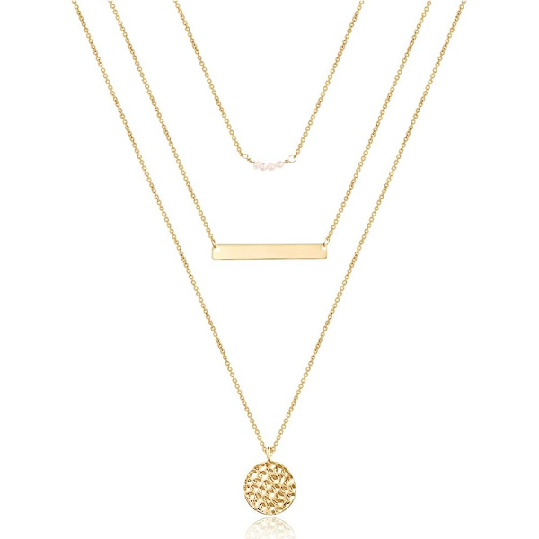 Elegant Lagdelt Choker Halskæde, Håndlavet Guldbelagt Y Vedhæng Halskæde Multilayer Bar Disc Halskæde Justerbar Lagdelt