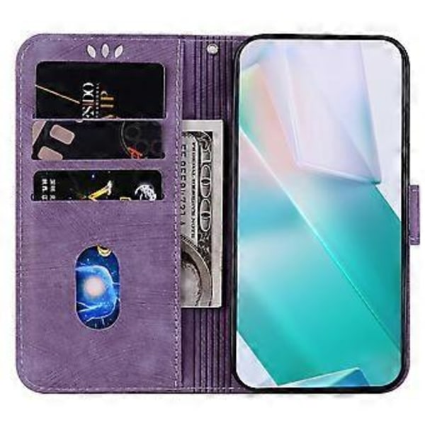 Mobilfodral för Motorola Edge 40 Neo 5g - Söt Tiger Tryckt PU-Läder Flip Cover (Lila)