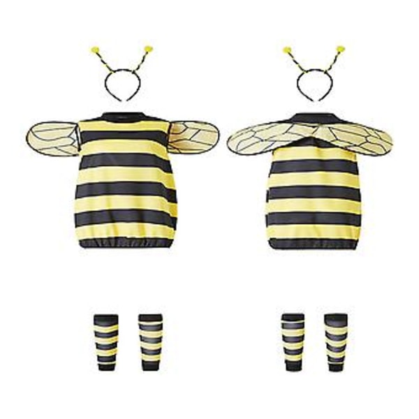 Aikuisen Halloween-asusetti - söpö keltainen mehiläinen leppäkerttu cosplay-asu antenninauhalla, raidallisilla sukkahousuilla ja leggingsilla (S punainen)