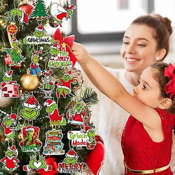 24-pack Julgran Grinch-prydnader Julhängande Dekorationer Fest 2023
