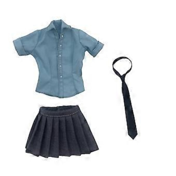 Actionfigurer Kjol 1/6 Skala Kvinnlig Skjorta Uniform Miniatyr Karaktär Kläder Hantverk Kläder Docka Slips för Klubb Studierum (Blå)
