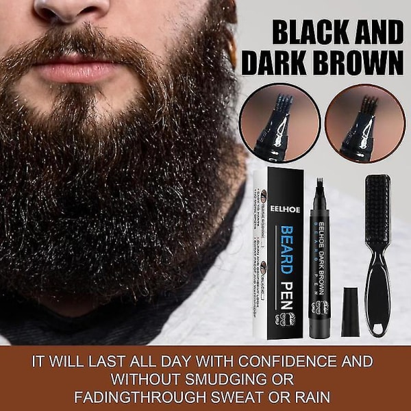 2021 Beard Filling Pen Kit With Brush Filler Waterproof Moustache Pen Beard black