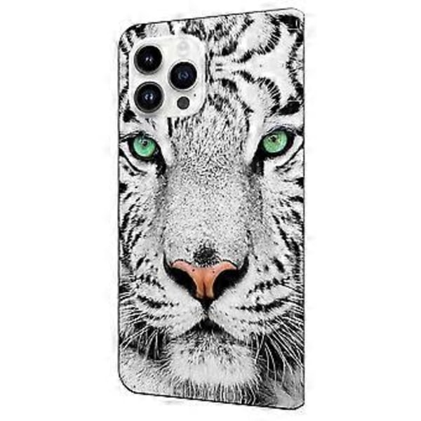 Til iPhone 16 Pro Cover Mønsterprintet Beskyttelsescover TPU+PU Læder Flip Telefon Cover (Style D)