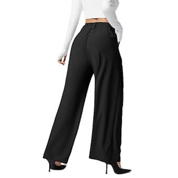 Damernas Högmidjade Vida Benbyxor Mjuka Lättvikts Sweatpants för Shopping Dejting (S Svart)