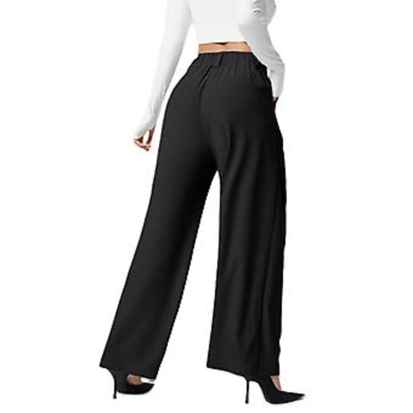 Women's High Waisted Wide Leg Pants Soft Lightweight Sweatpants for Shopping Dating(S Black)