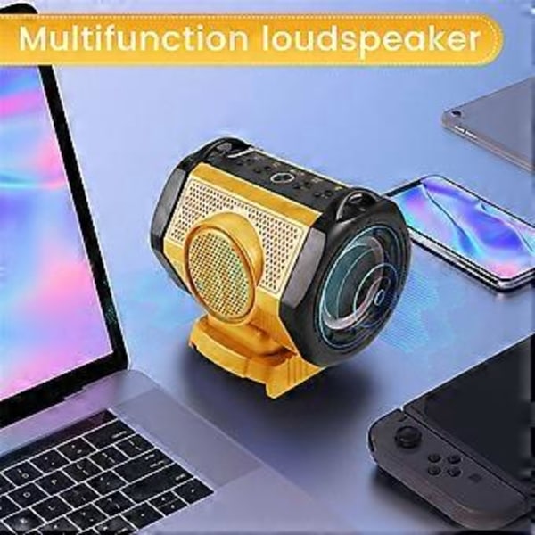 HIFI Bluetooth Högtalare 3D Stereo RGB Atmosfärsljus för Karaokefest för 18-20V Litiumbatteri (För Dewalt Gul)